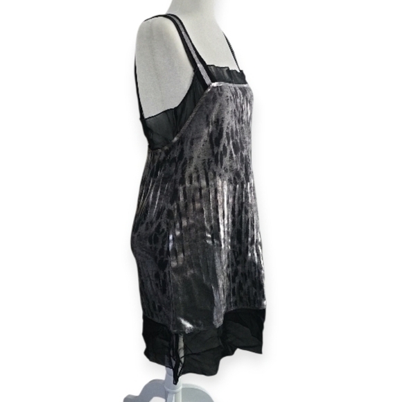Philosophy Di Alberta Ferretti Black & Silver Metallic Animal Print Dress.Size 6 - Picture 2 of 7